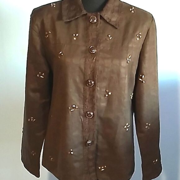 Anage faux suede brown studded jacket - Picture 1 of 14